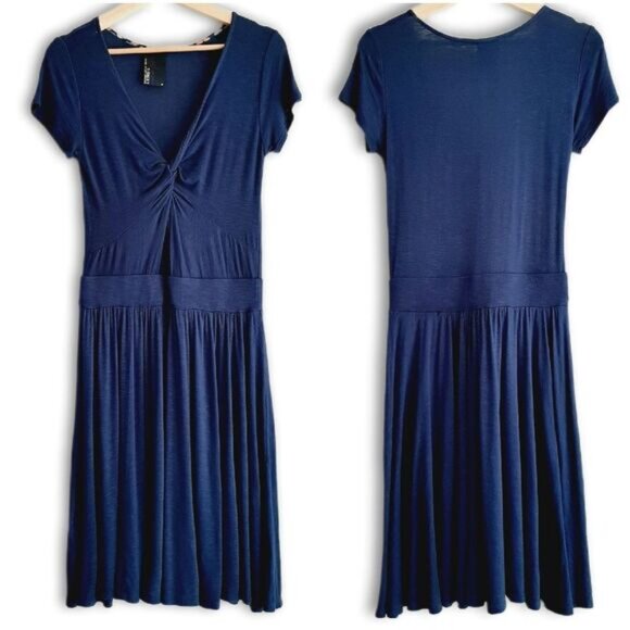 DOLAN | Anthropologie Twist Front Soft T-Shirt Dress Knee Length Blue M Flawed - Picture 16 of 16